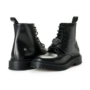 Versace | Shoes | Versace Mens Ultra Black Leather Medusa  display picture 2
